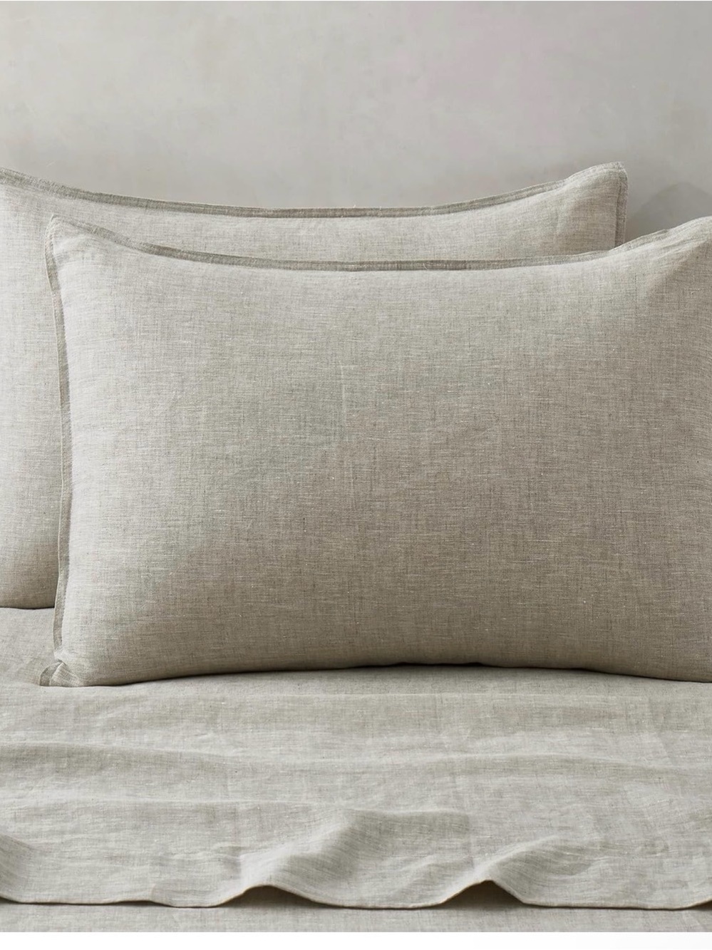 ATLINIA 100% Linen Pillowcases Set of 2 20x36 KING Natural Flax Euro Shams